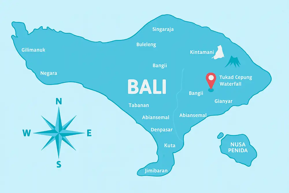 Tukad Cepung Waterfall, Bali Map