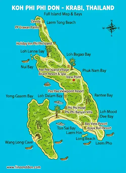 Phi Phi Island map Thailand