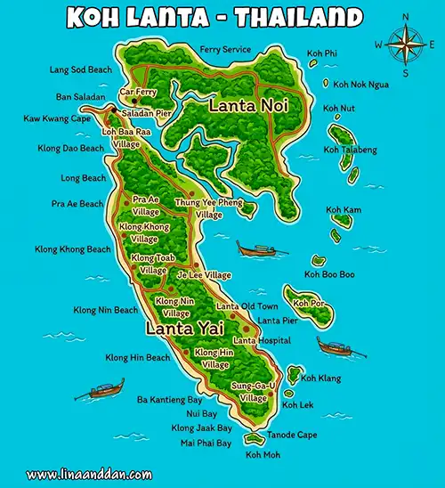 Koh Lanta island map Thailand